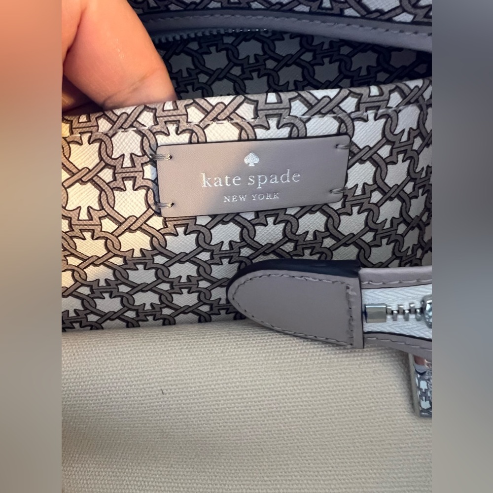 Beautiful authentic Kate Spade satchel bag. Gray and white color, like new. - Picture 10 of 15
